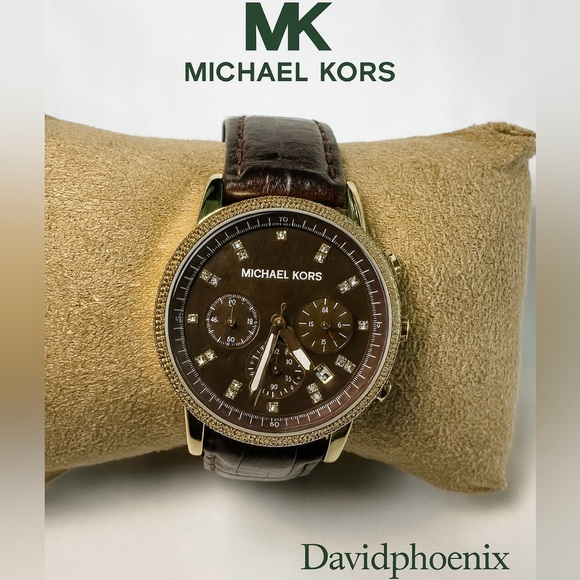 Michael Kors Gold and Brown Chronograph Watch - Picture 1 of 7